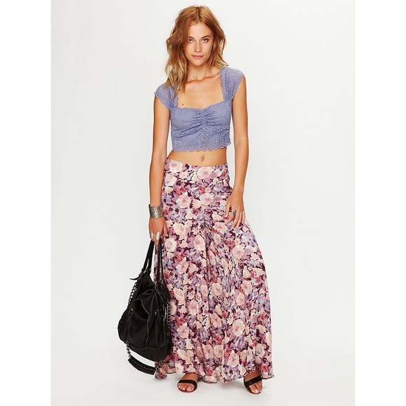 NWT Free People Scallop Edge Lace Crop Bralette Blue Periwinkle Size Small - Picture 14 of 14